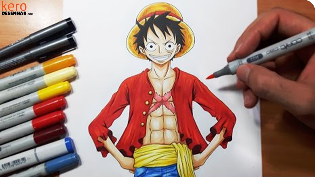 pintando meu desenho do luffy de (one piece) #desenhando #onepiece #de