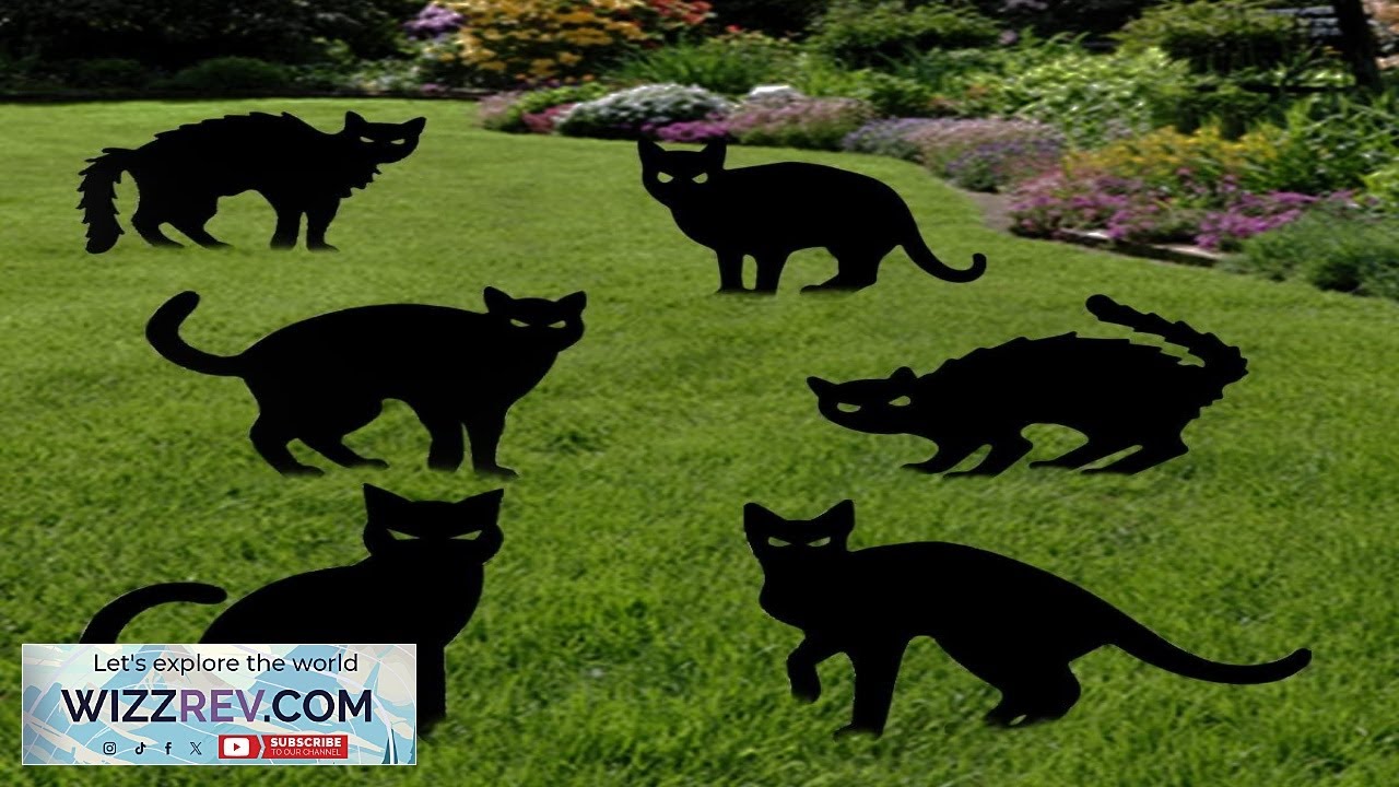 Anditoy 6 Pack Halloween Black Cat Yard Signs with Stakes Scary Silhouette