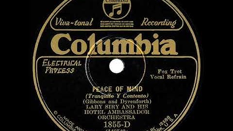 1929 Larry Siry - Peace Of Mind (unidentified vocal)