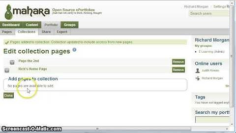 Mahara - Create a collection of pages
