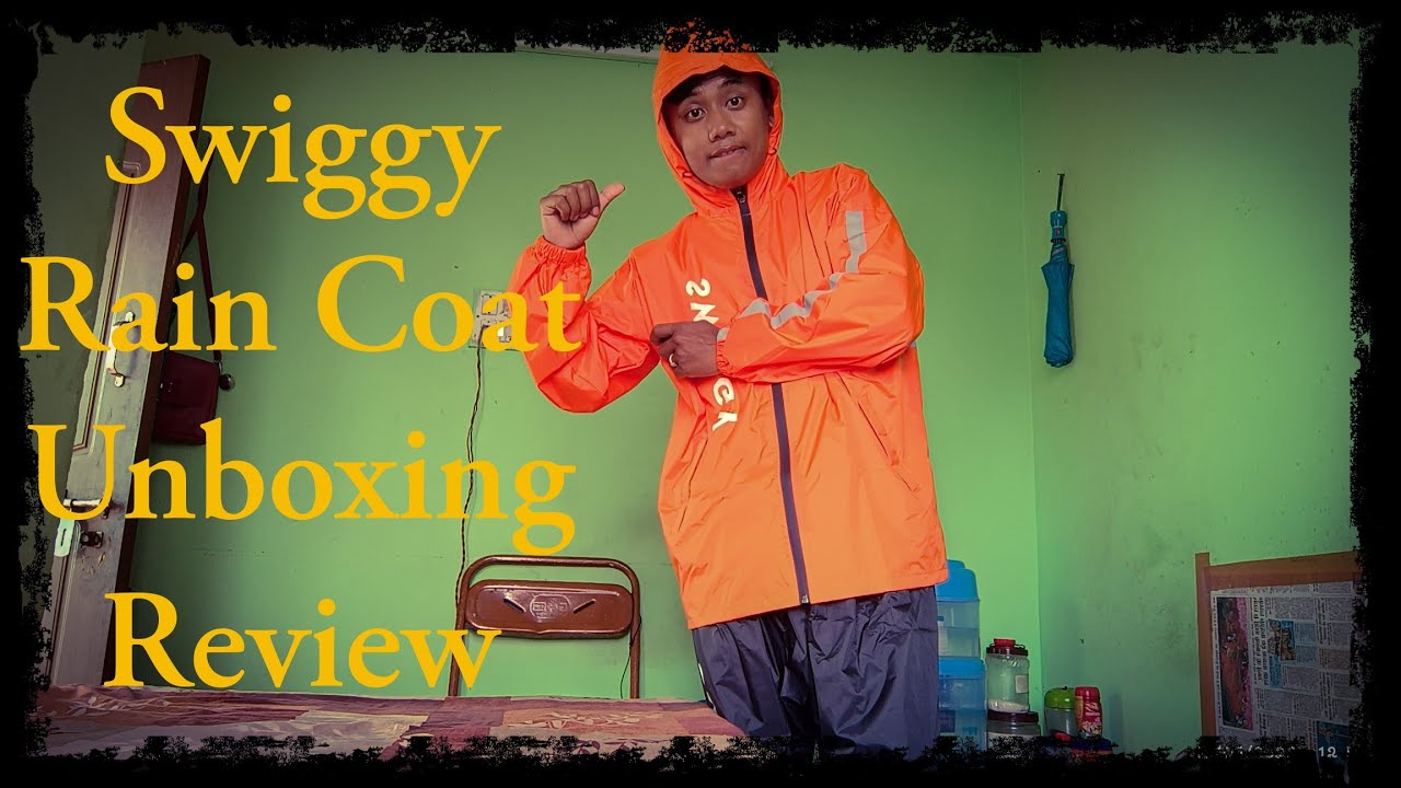 Swiggy Rider Jacket Design Swiggy Raincoat Unboxing Review!! Swiggy Ka Raincoat Unboxing Ka Review ...