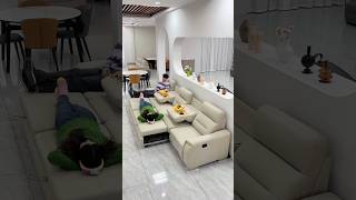 Small Space Solution: Multi-Functional Retractable Leather Sofa Bed#shorts