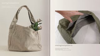 bag016 (전체영상) 네추럴 어깨끈 양면 가방 소잉 패턴 가방 만들기 / 에코백 만들기 (Full Video) Double Sided Hobo Bag Sewing Pattern