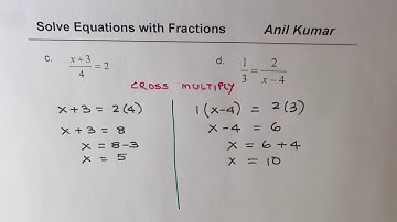 Solve Equations Involving Fractions 8 Examples by Cross Multiplication - EDEXCEL - GCSE - SAT