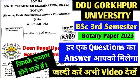DDU GORAKHPUR UNIVERSITY BSc 3rd Semester Botany Paper 2023/DDU BOTANY PAPER Solution/3rd Sem Botany