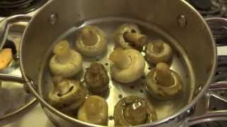 Whole Mushrooms being Blanched for freezer Freezing Fresh Mushrooms No Blanching