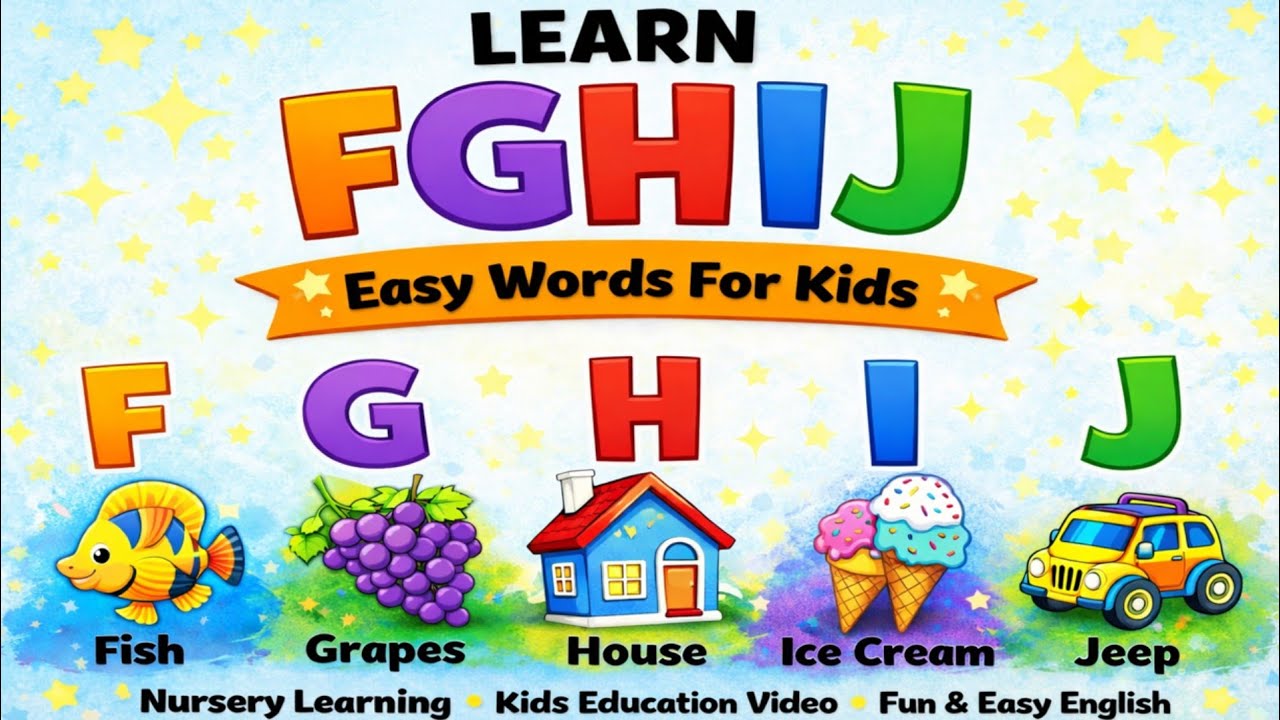 Learn Alphabets / Learn basic words from F, G, H, I, J / #@kanhastudyjunction/ #easywords/#alphabet 