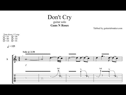 Slash - Don't Cry solo TAB - electric guitar solo tabs (Guitar Pro)