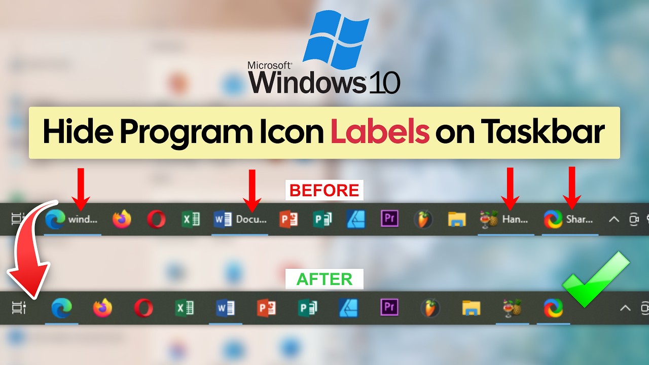 How to Hide Program Icon Labels on Taskbar on Windows 10 - YouTube
