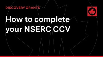 How to Complete your NSERC CCV | NSERC DG