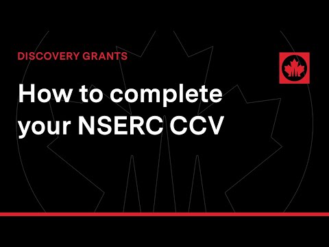 How to Complete your NSERC CCV | NSERC DG