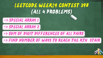 Leetcode Weekly Contest 398 | All 4 problems | Array | Prefix Sum | Frequency Map | Recursion | DP