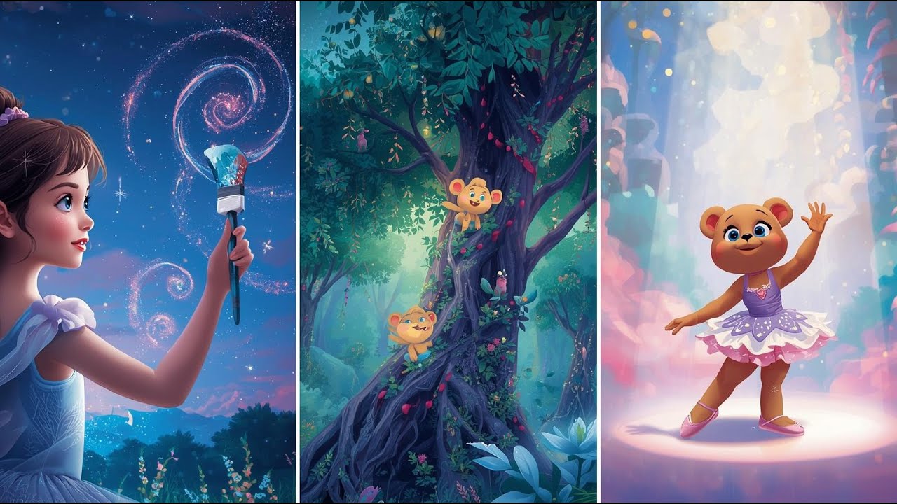 Tři audiopohádky pro děti na dobrou noc - Dívka co malovala na nebe -Kouzelný les -Medvědí baletka.