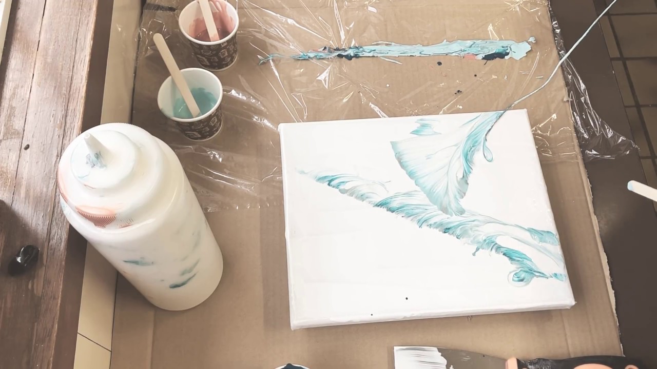 #99: Acrylic Pouring. feather String pull acrylic pouring collaboration. Tips galore!