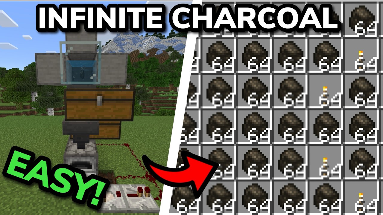 SIMPLE CHARCOAL FARM TUTORIAL for Minecraft Bedrock and Java - YouTube
