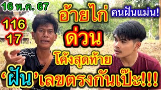 #รีบดูด่วน #อ้ายไก่ คนฝันแม่น!! #เผยความฝันเลขตรงกันเป๊ะ!! เม็ดเดียว งวดนี้ 16 พฤษภาคม 2567 #เลขฝัน