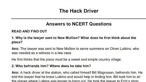 The Hack Driver | CBSE Class 10 | Question Answer | For Term 2 Exam | #FootprintsWithoutFeet