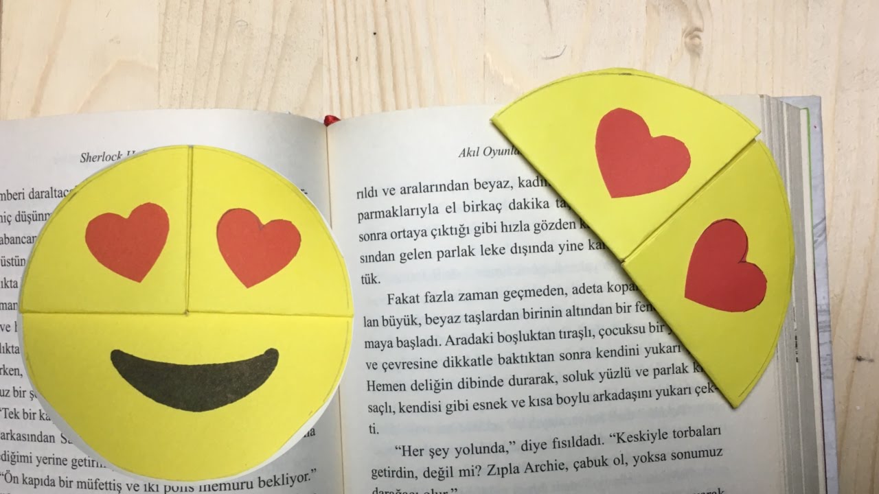 emoji kitap ayraci nasil yapilir kalpli gozler kendin yap kitap ayraci kitap ayraci el sanati kitap