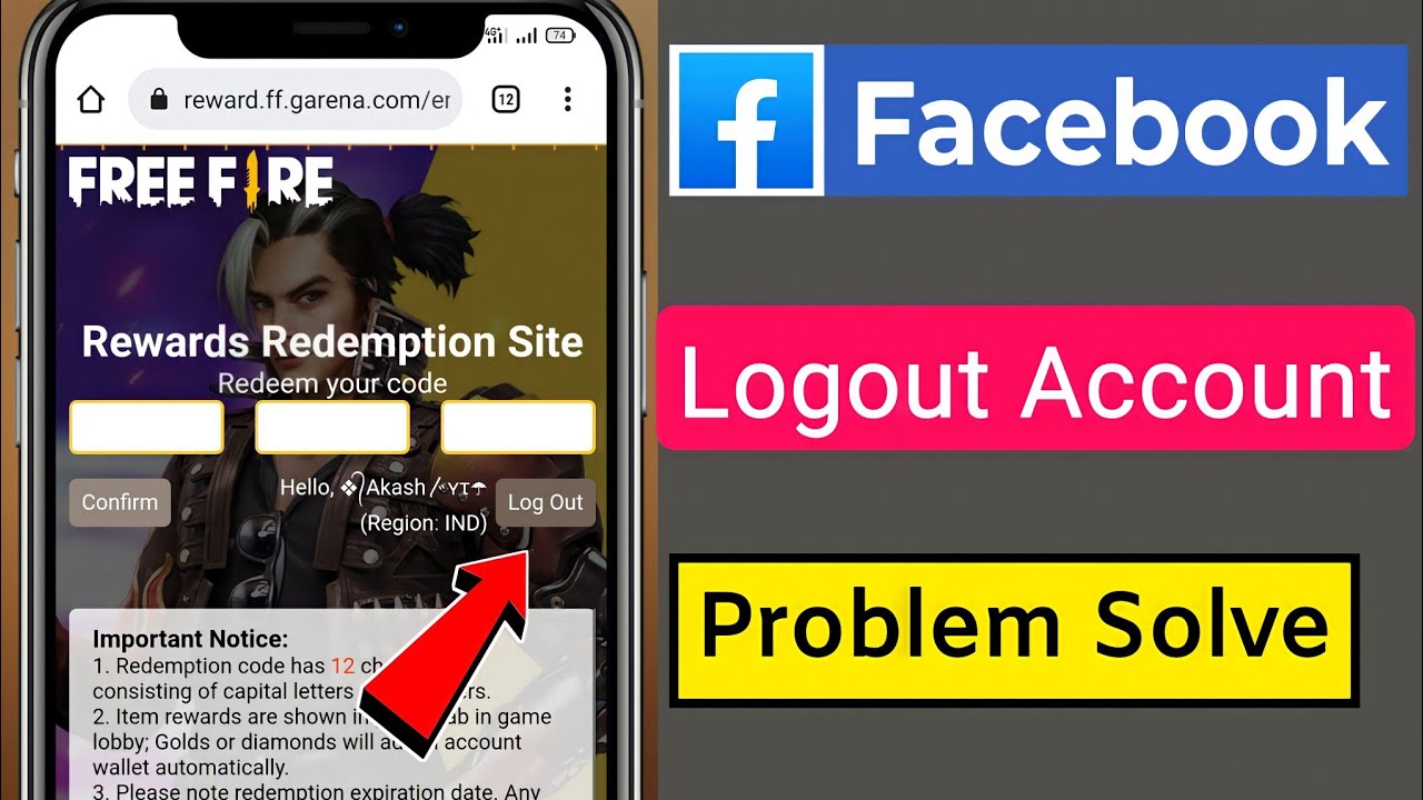 Facebook Login Problem in Garena reward website | Free fire Redemption site fb logout problem solve