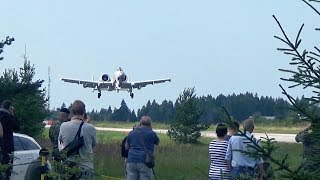 U.S. attack aircrafts landing on a highway