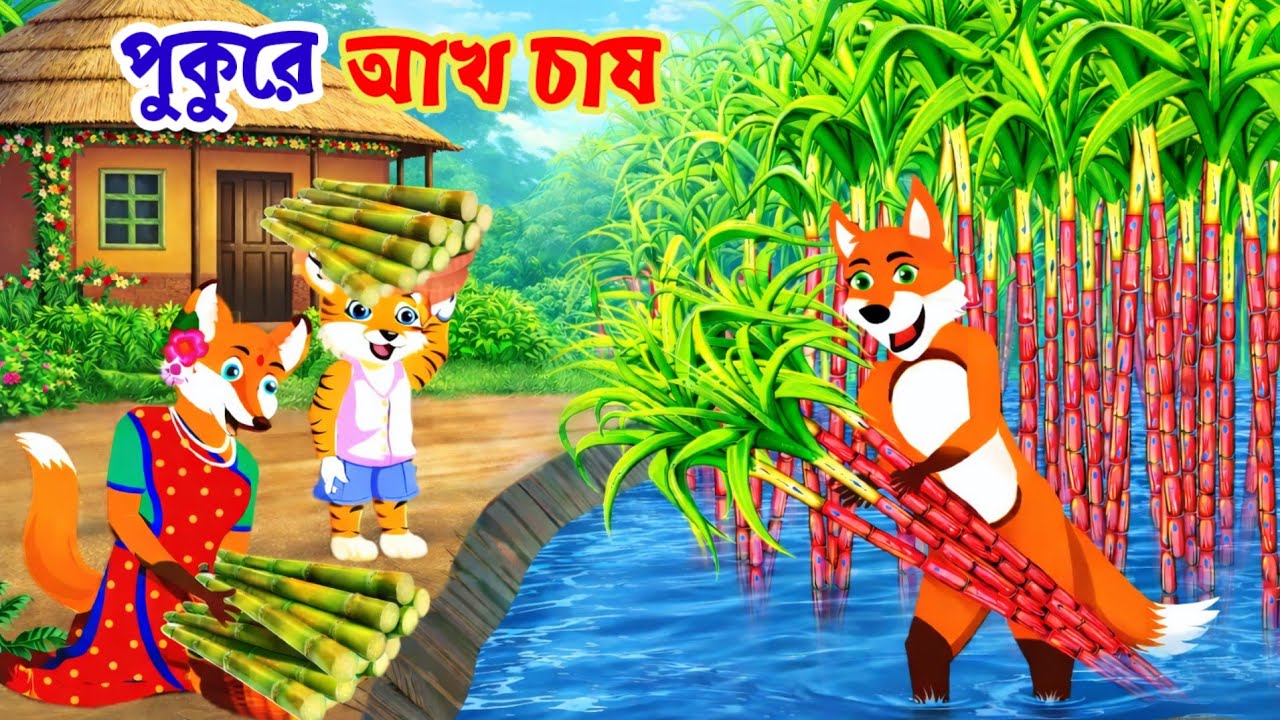 পুকুরে  আখ চাষ | Pukure Akha casa | Fox cartoon | Rupkothar golpo | Bangla cartoon | Cartoon story 