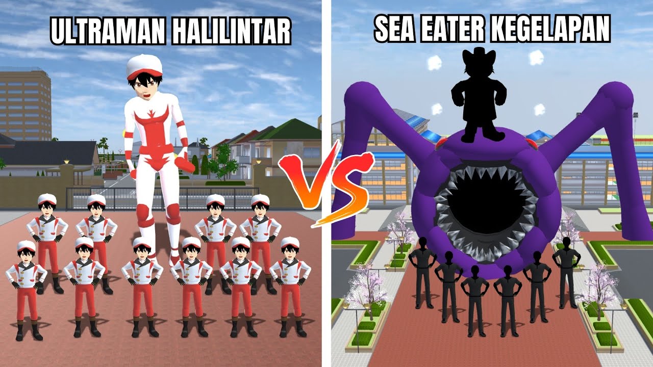 EXPERIMEN PASUKAN SEA EATER KEGELAPAN JAHAT VS PASUKAN ULTRAMAN HALILINTAR!😱 SAKURA SCHOOL