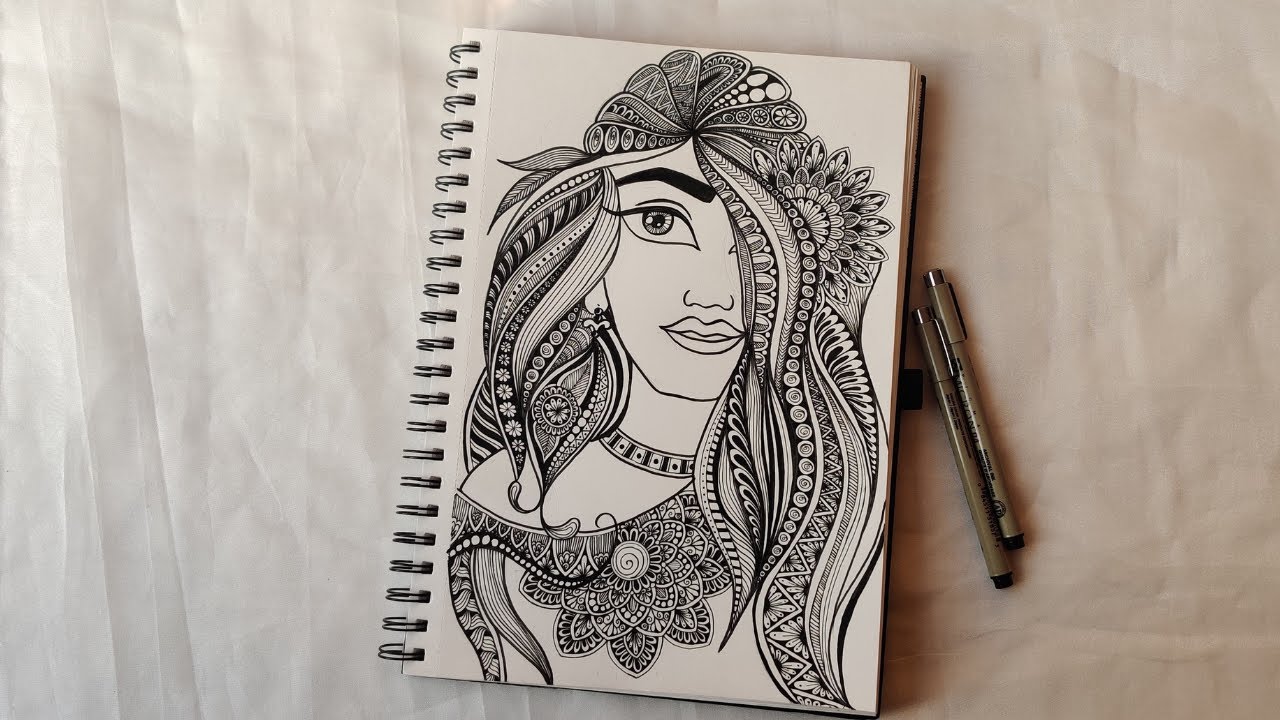How to draw Mandala art of Lady | Zentangle art | Doodle art | Easy drawing ||  Doodle patterns