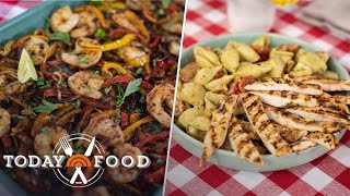 Sheet-pan shrimp fajitas and Caprese pasta salad: Get the recipes!