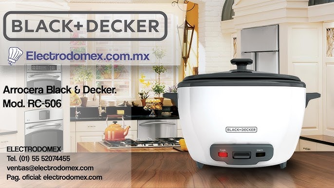 BLACK+DECKER 6-Cup Rice Cooker with Steaming Basket, White, RC506