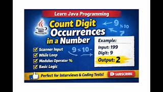 Java Program to Count Occurrences of a Digit in a Number | Coding Interview Question