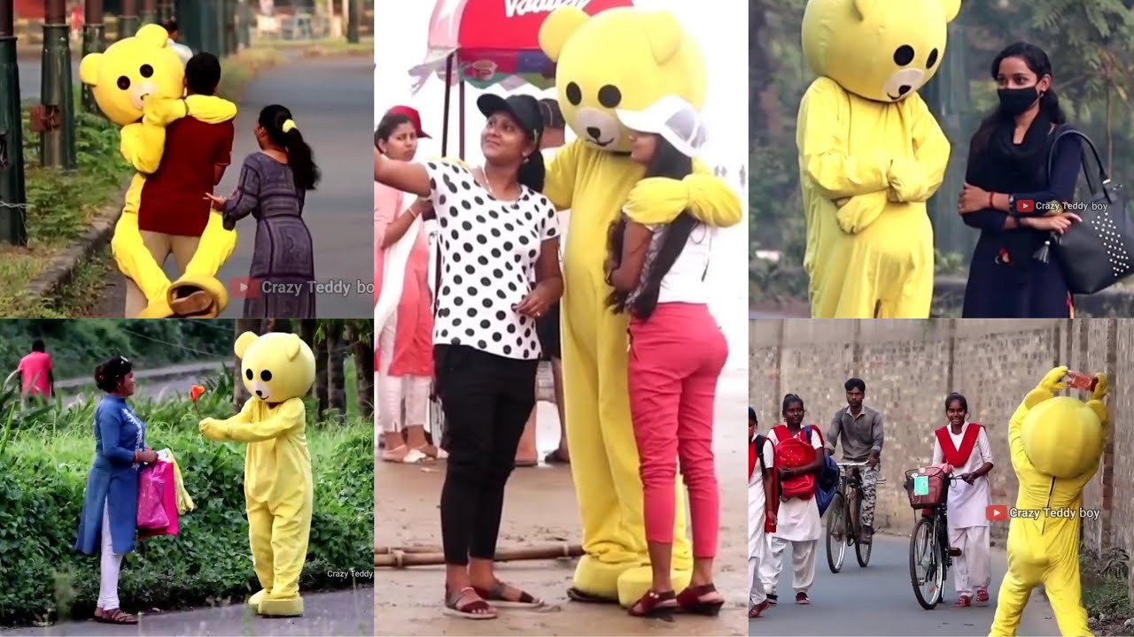 Teddy bear throwing fake bricks prank on public| funny reaction😂| irritating people😇|Crezy Teddy Boy