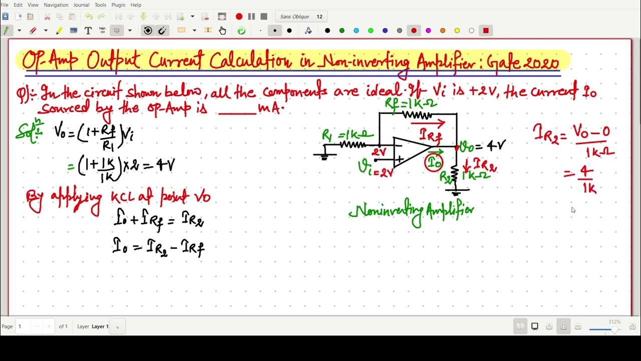 Op amp output current calculation in a non inverting amplifier gate