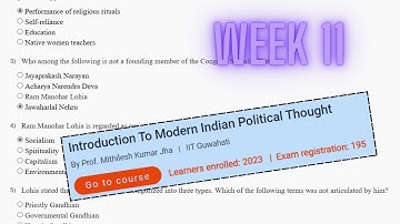 Introduction To Modern Indian Political Thought Week 11 Assignment Answers || NPTEL || Jan-Apr 2024