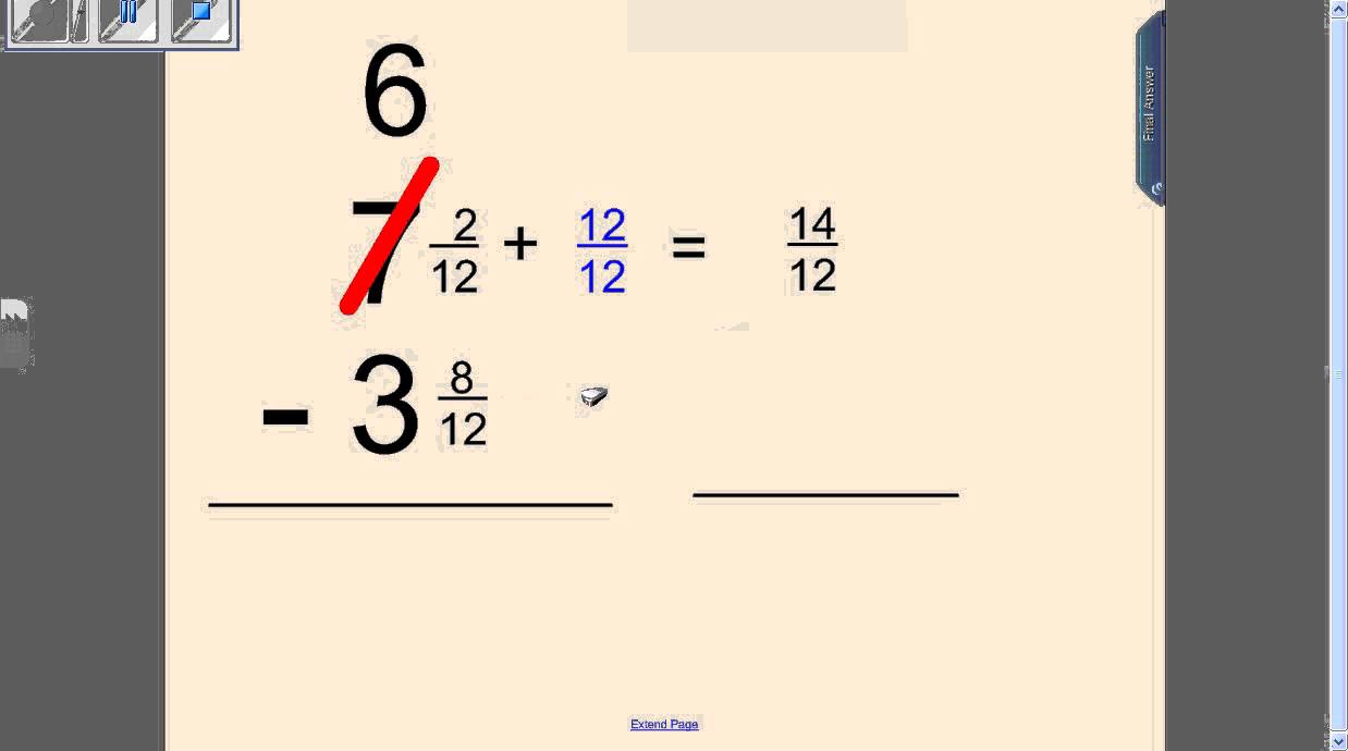 Subtracting Fractions with Borrowing - YouTube