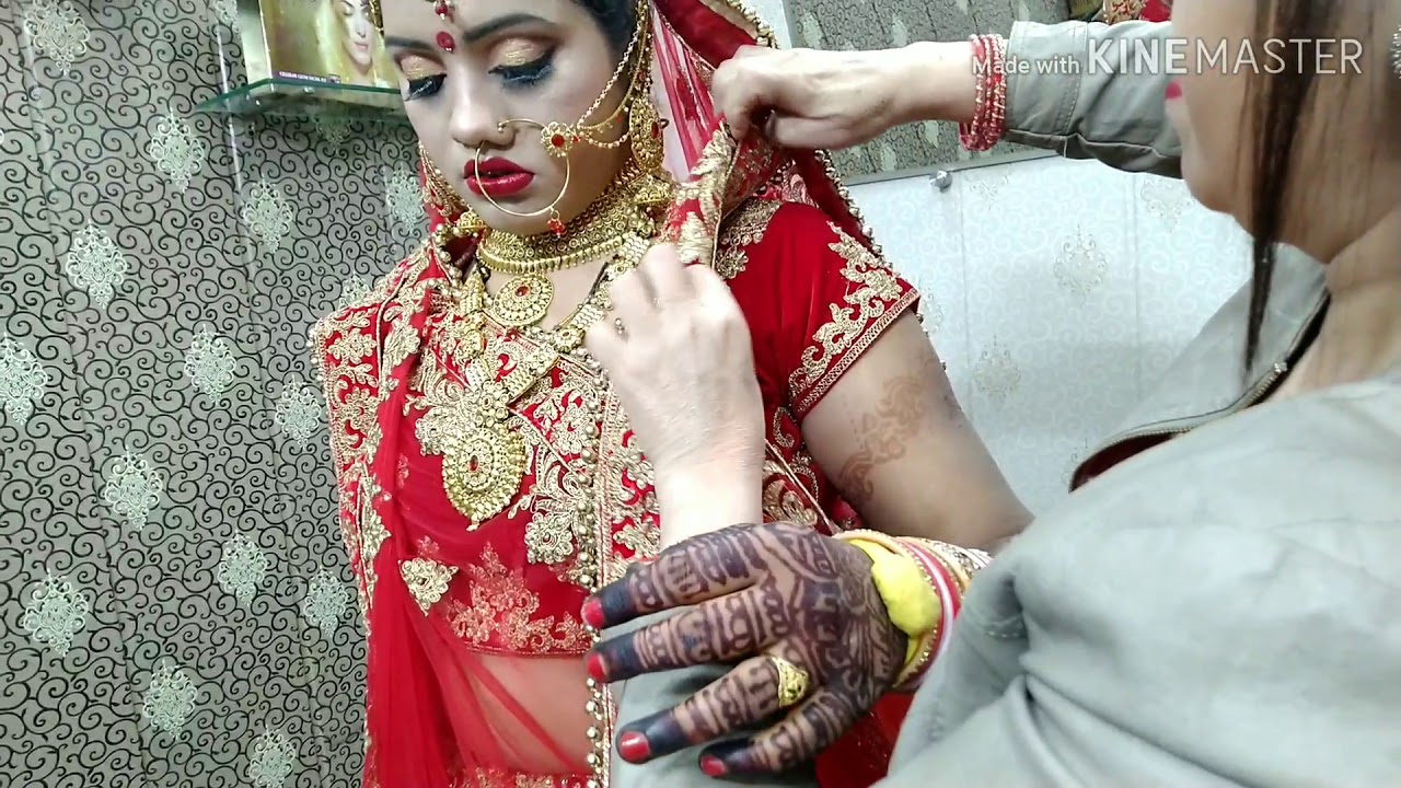 Real Bridal Singal Dupatta Setting in Hindi