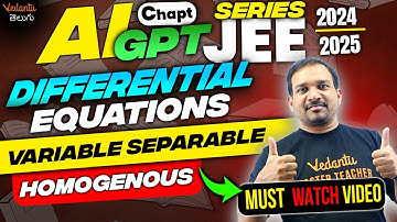 Differential Equations JEE 2024 | Variable Separable | Must Watch Video | JEE 2025 | Kiran Sir
