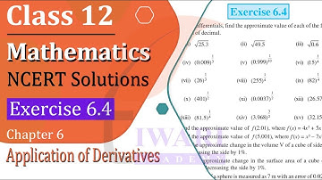 NCERT Solutions for Class 12 Maths Chapter 6 Exercise 6.4 AOD