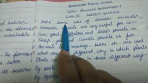 Bhartiyam Public School /Class5/Science Revision  Assignment