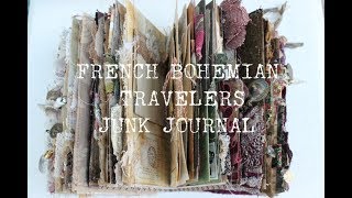 Full French Bohemian Travelers Junk Journal- online class flip through Guide