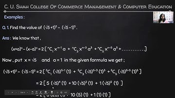B.B.A SEM-1 Elements of Business Mathematics U3 PART II  BY PROF. BHARTI PARMAR