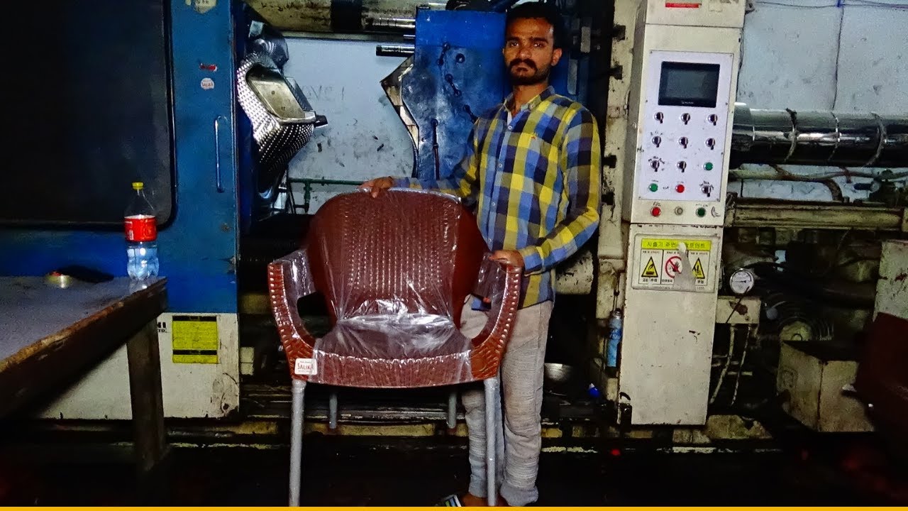 PLASTIC CHAIR Making with Injection Molding Machine in Local Factory