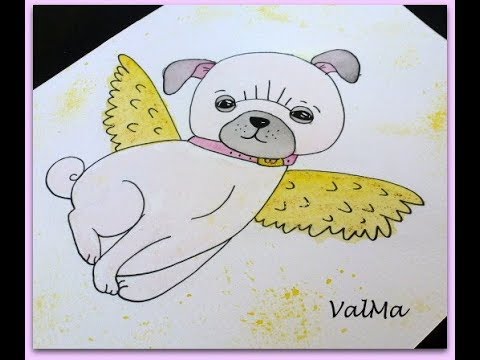 Dessin Aquarelle Chien Avec Des Ailes Dange Facile Débutant