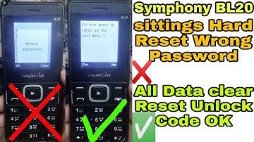 Symphony BL20 settings Hard Reset Wrong Password👉New Hard Reset OK