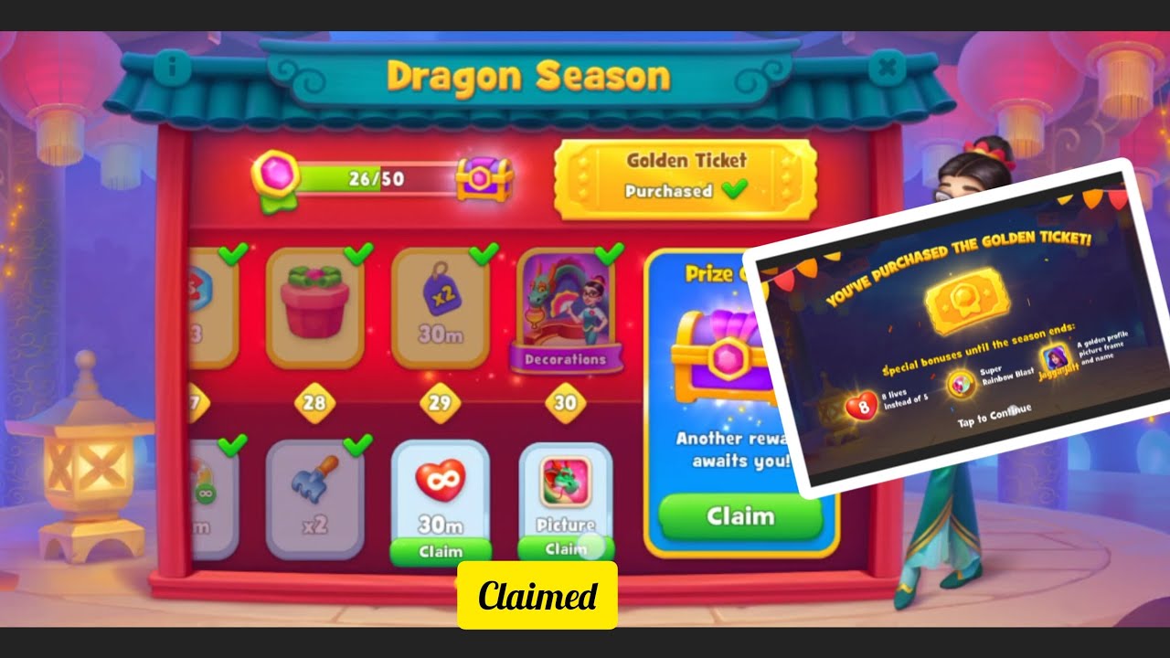 Golden Ticket Claimed ( Dragon Season ) Gardenscapes YouTube