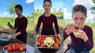 Amazing cooking deep fried chicken and tomato braised recipe