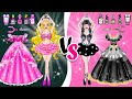DIY Paper Doll | Princess Dolls Indian Barbie Rapunzel VS Wednesday Black Pink New Dress And Nail