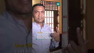 Goa CM Pramod Sawant cast his vote at a polling booth in Kothambi, North Goa