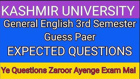General English 3rd Semester Guess Paper of English 3rd Sem #3rdsem #guesspaper #3rdsemester