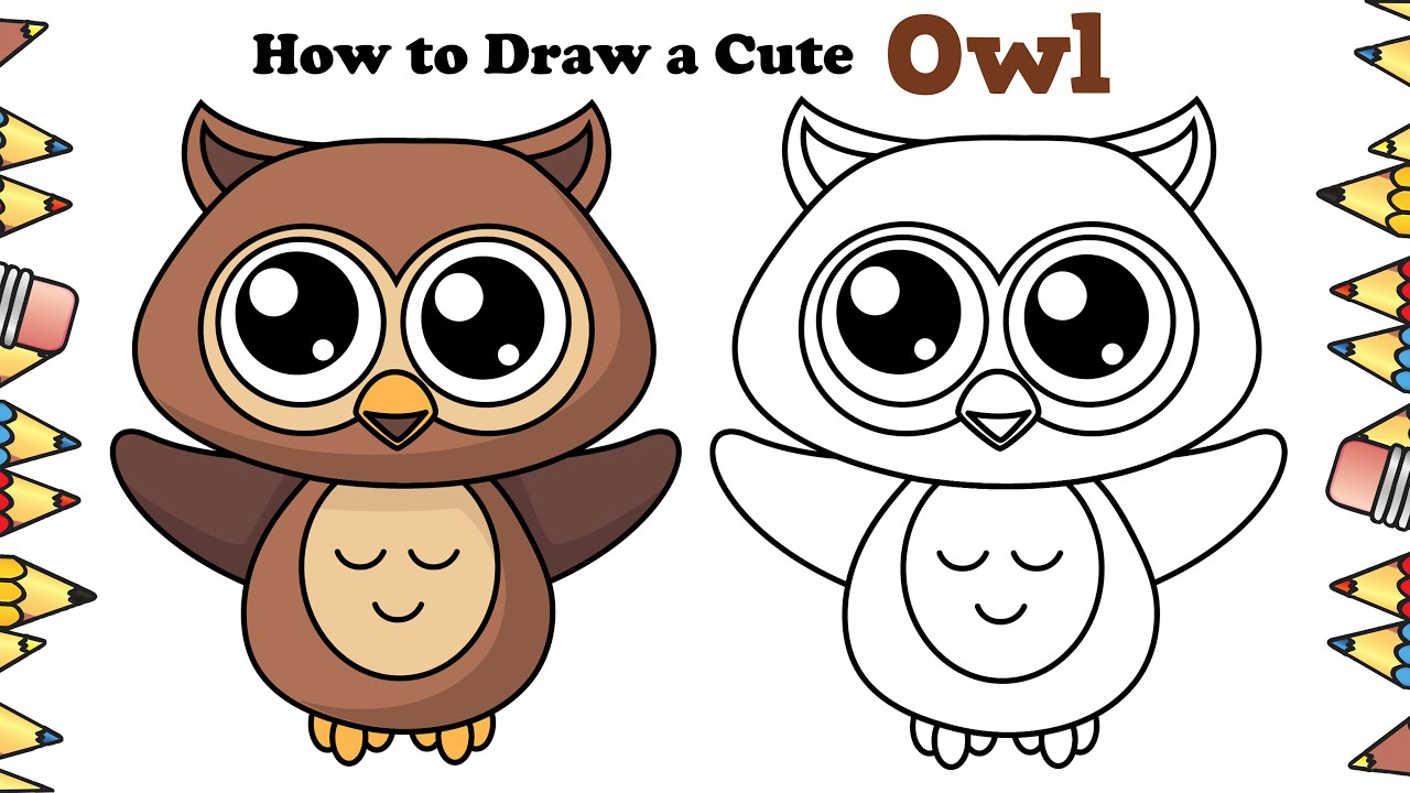 How To Draw A Cute Owl Cartoon ( Easy and Step By Step) - YouTube