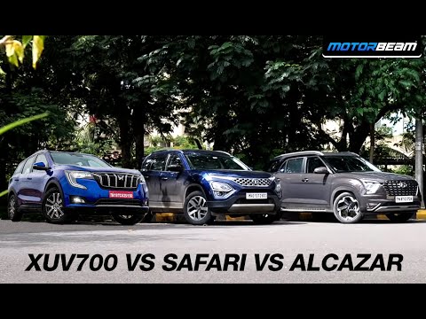 Mahindra XUV700 vs Tata Safari vs Hyundai Alcazar Comparison Review | MotorBeam हिंदी